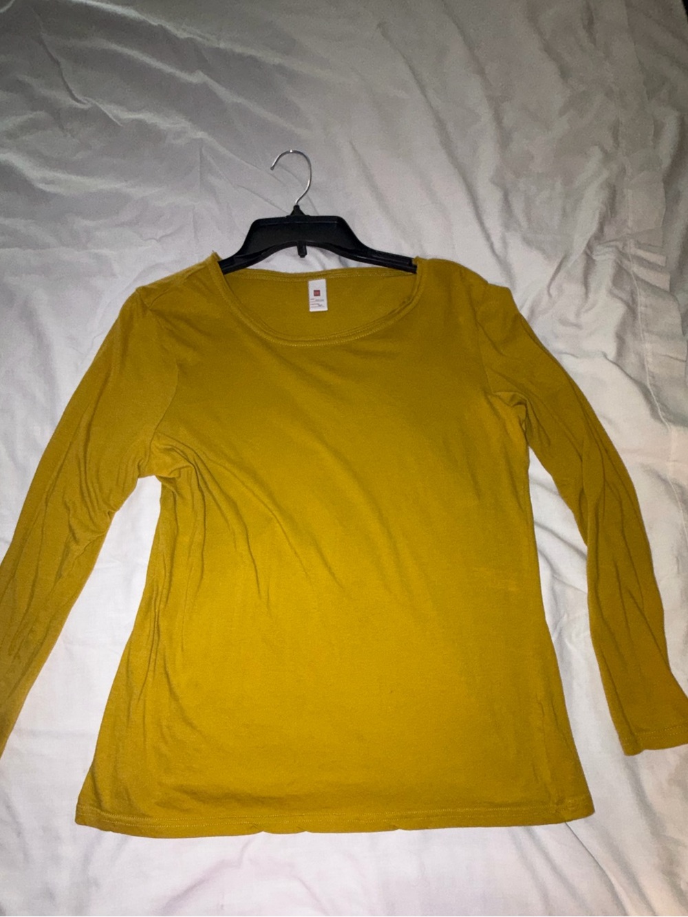 Mustard Long Sleeve Scoop Neck Top - Unbranded